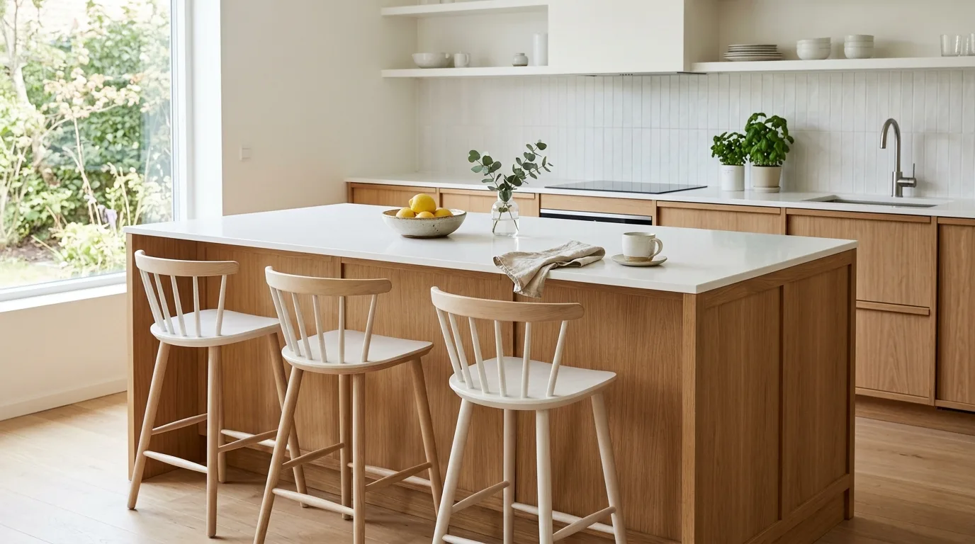 Keep the island styling practical not overcrowded inspiration for a kitchen with an island.
